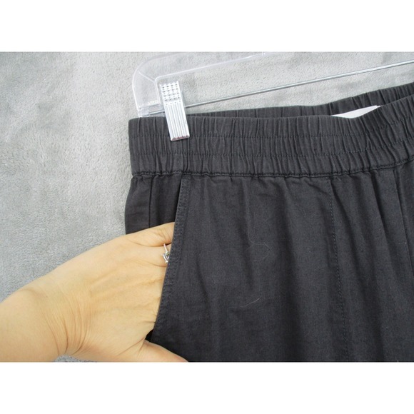 Michael Stars Pants Womens Medium Charcoal Linen Blend Wide Leg Pull On Pockets - Picture 5 of 11